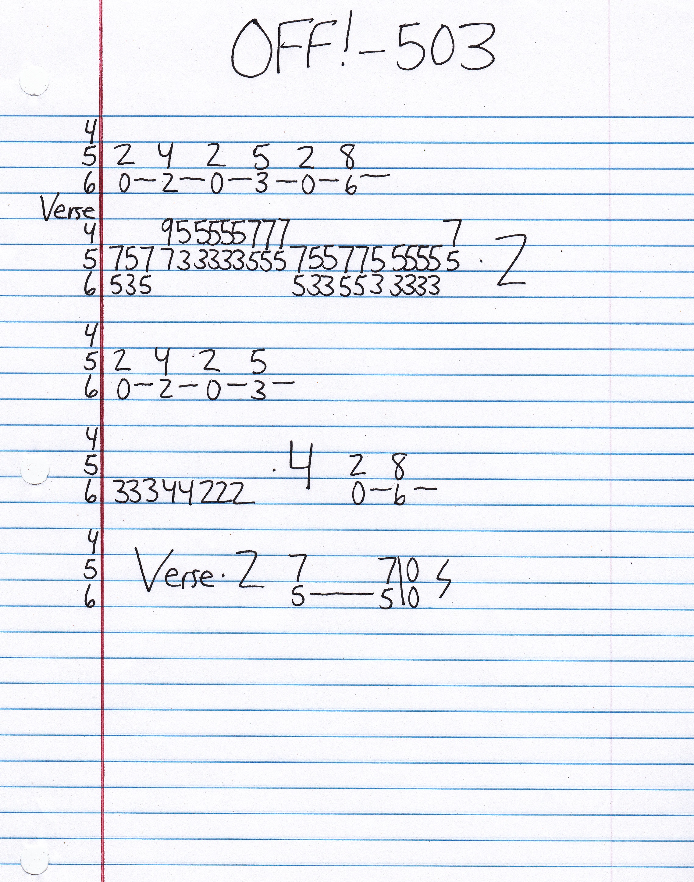 High quality guitar tab for 503 by OFF! off of the album OFF!. ***Complete and accurate guitar tab!***